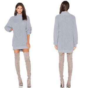 Lovers + Friends Christina SMALL Gray Knit Turtleneck Above Knee Sweater Dress